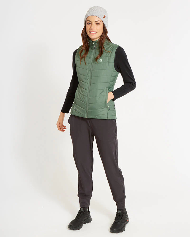 XTM HIGHLANDER WOMENS INSULATED PUFFER VEST SPRUCE GREEN