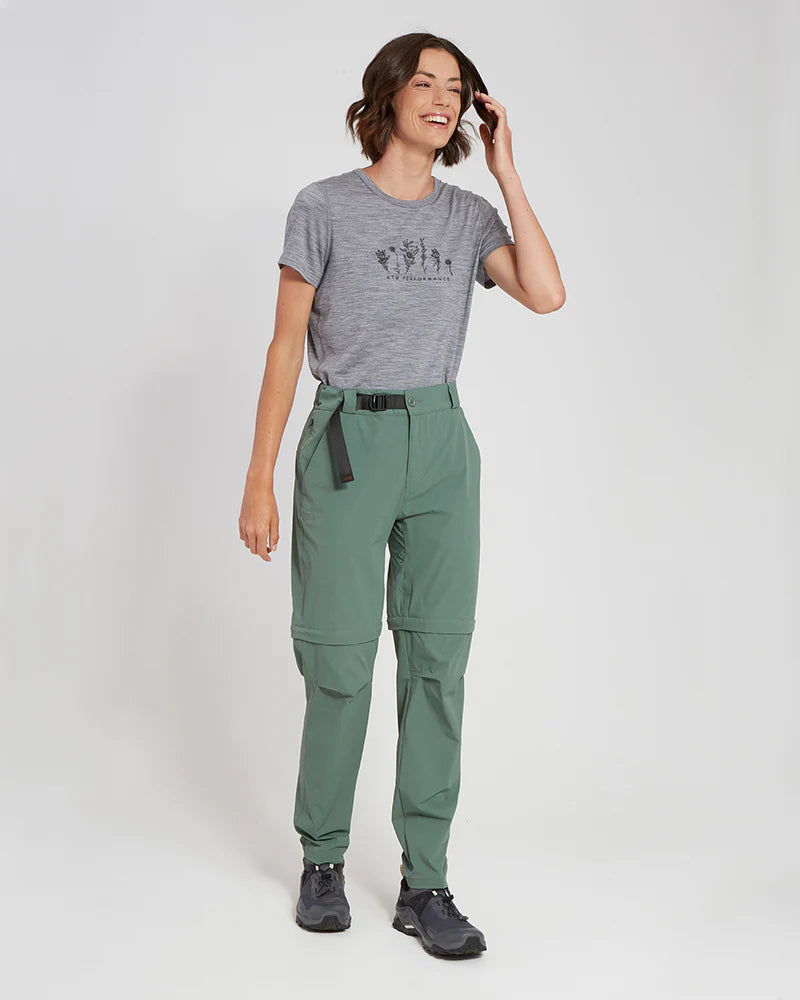 XTM WOMENS WYE RIVER ZIP-OFF HIKE PANTS SPRUCE GREEN