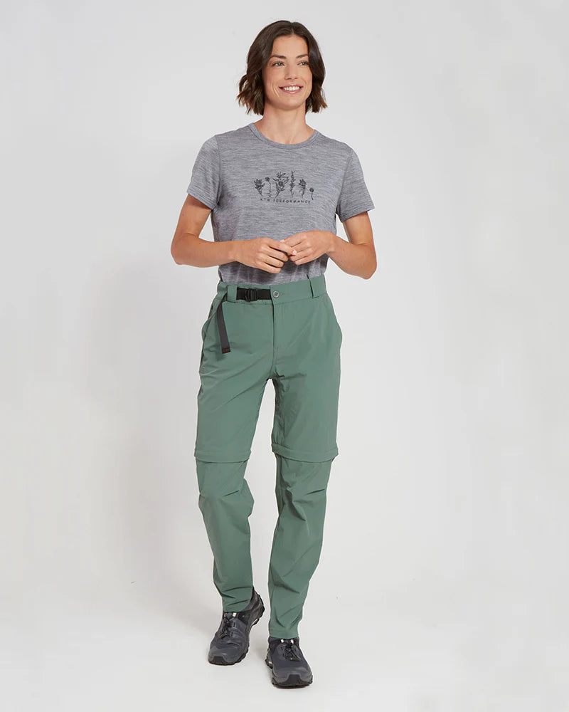 XTM WOMENS WYE RIVER ZIP-OFF HIKE PANTS SPRUCE GREEN