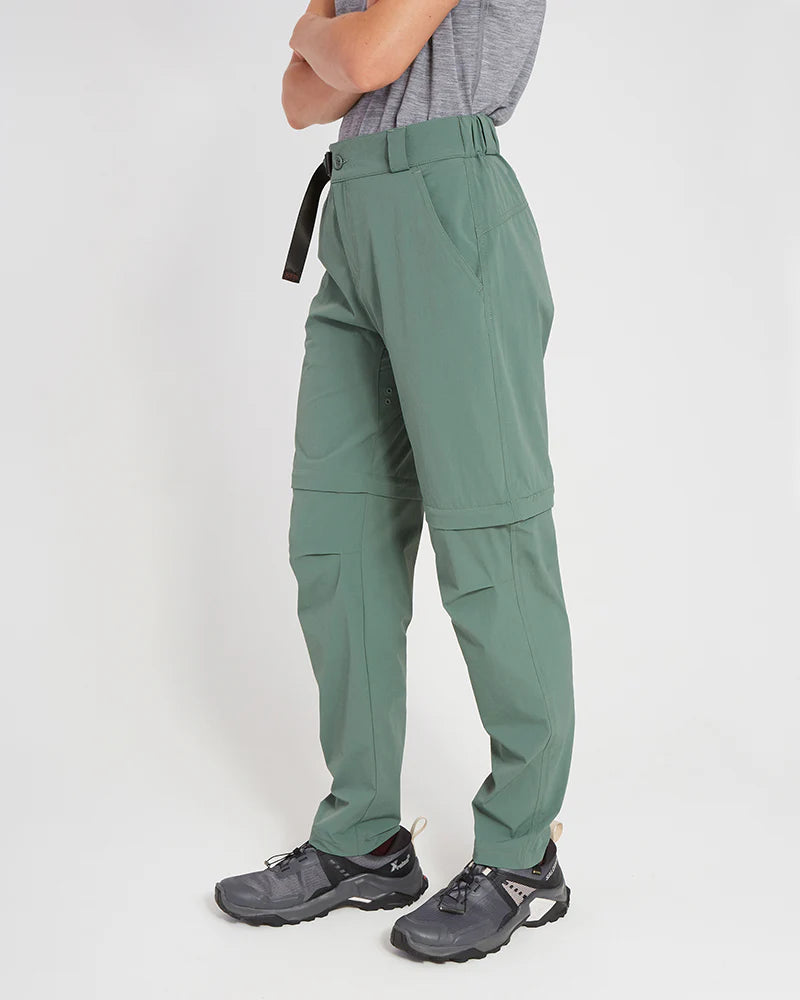 XTM WOMENS WYE RIVER ZIP-OFF HIKE PANTS SPRUCE GREEN